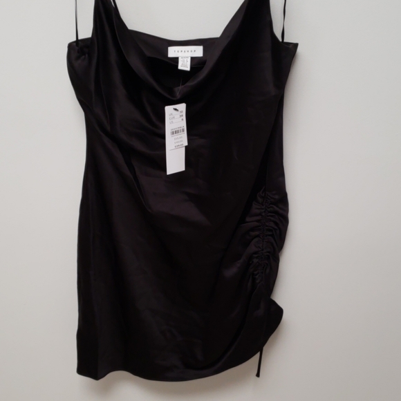 Topshop Dresses & Skirts - TOPSHOP BLACK SATIN SIDE RUCHED MINI DRESS…